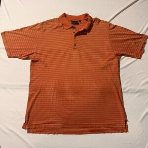 Bobby Jones Collection Men’s L Orange Striped Polo Shirt 100% Cotton Golf Casual
